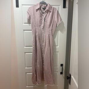 J. Crew Wren Lace Trim Shirtdress in Glossy Twill